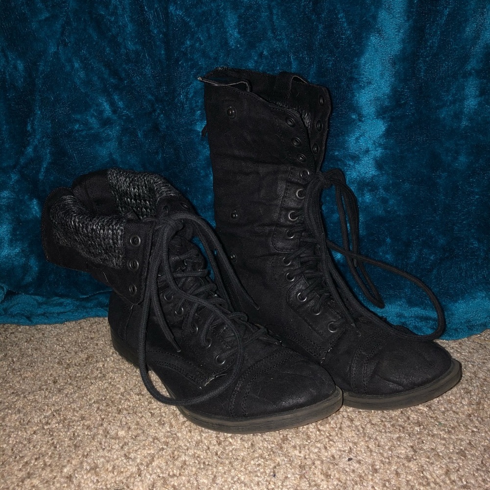 Black Foldable Combat Boots